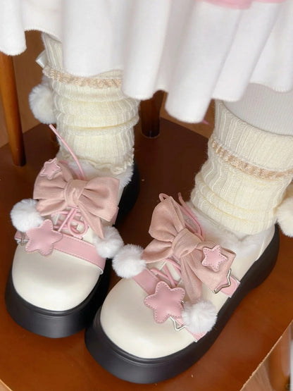 Accents Winter Star Fleece-Lined Sweet Beige Pink - Plateauschuhe