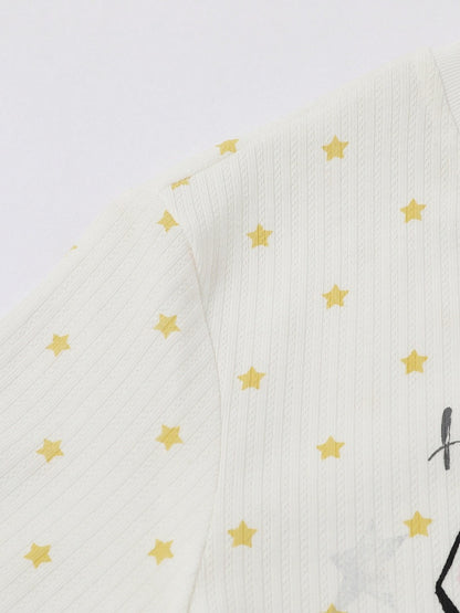 Beige Star Cartoon Graphic Tee - Languid Park