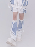 Weiße Tenshi und Warmers Style Leicht verstellbare Techwear-Manschetten Bein Kaiwai Snap Blau mit