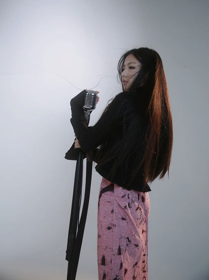 Black Bell Sleeves Cropped Top