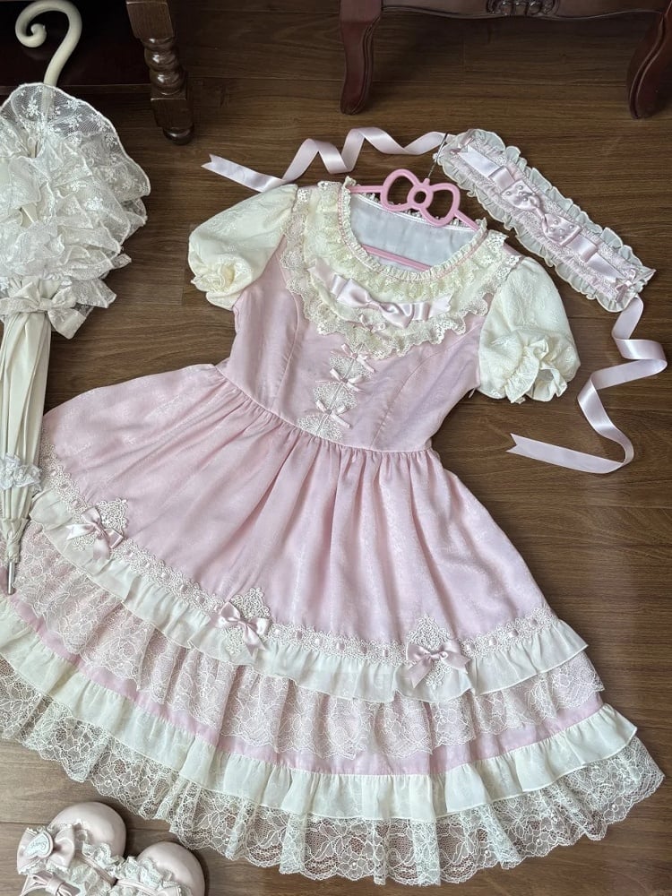 Pink Ruffled Trim Bowknot Hairband