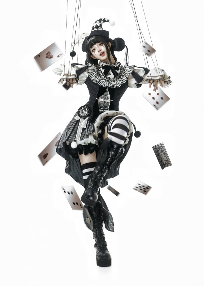 Komplettes Lolita Circus Ärmel Set in Schwarz – Vibes Sweet und Puff White