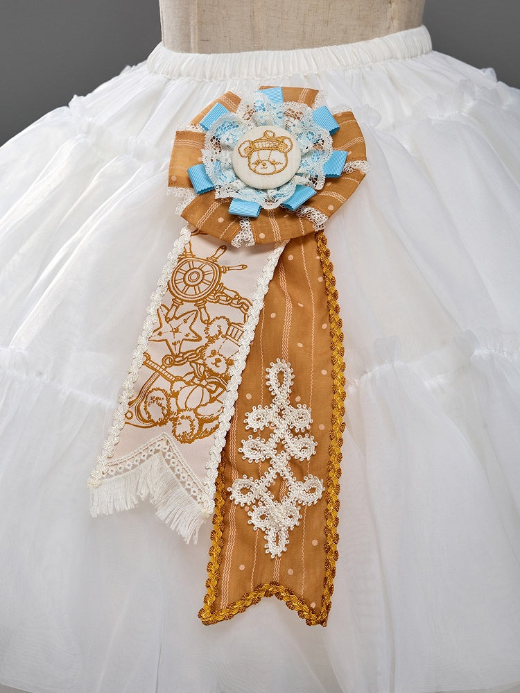 Sailor Bear Theme Lolita Ribbon Badge - Twin Bear Original Design