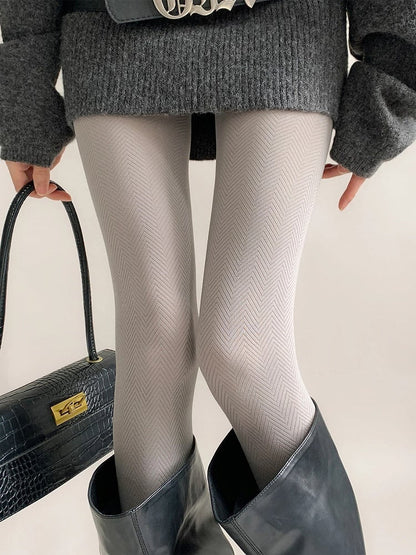 Opaque Tights Textured (3 Colors) Herringbone
