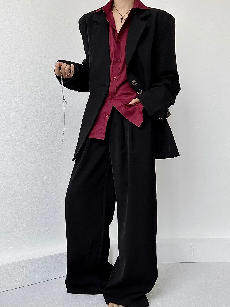 with Lolita Wide-Leg Ouji Pants High-Waisted Black Pockets Slant