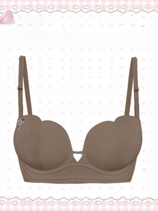 Comfort - Padded Seamless Bra Kawaii for Daily Non-Slip 6cm Brown