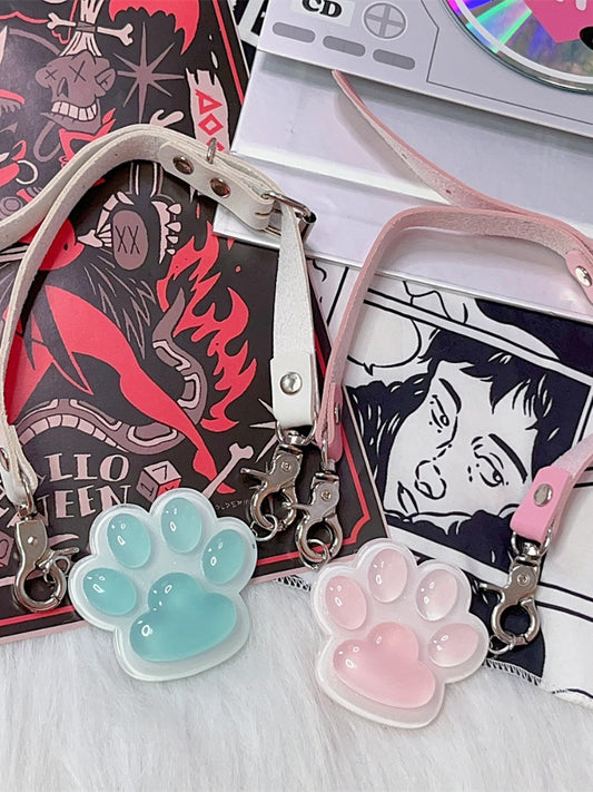 Blau/Rosa Katzenpfoten-PU-Halsband