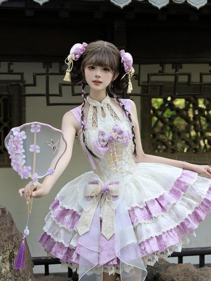 Purple Han Lolita Blue / Tassel Pink Hairclip