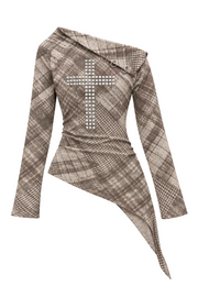 Tartan cross tee laid flat