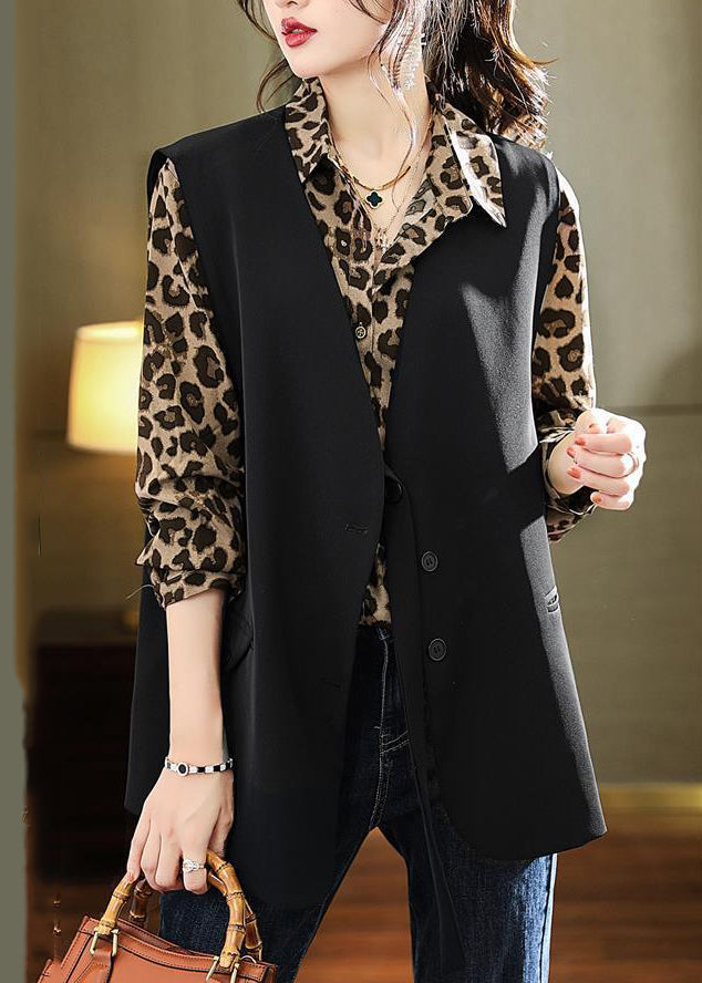 Chiffon Herbst Böhmische Print Leopard Shirts