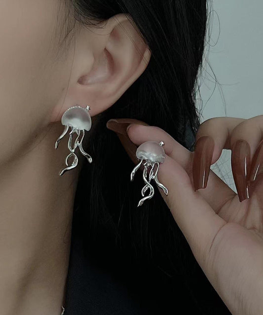 銅シルクボヘミアンクラゲイヤリング樹脂スタッド