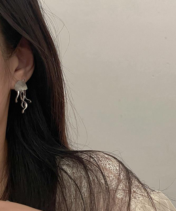 Copper Silk Boho Jellyfish Earrings Resin Stud