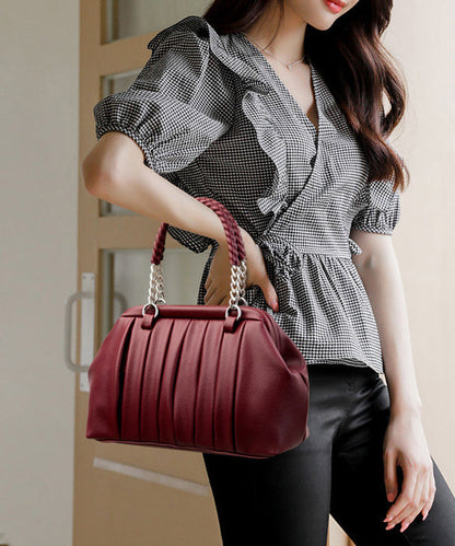 Wrinkled Durable Calf Tote Boutique Schwarze Ledertasche