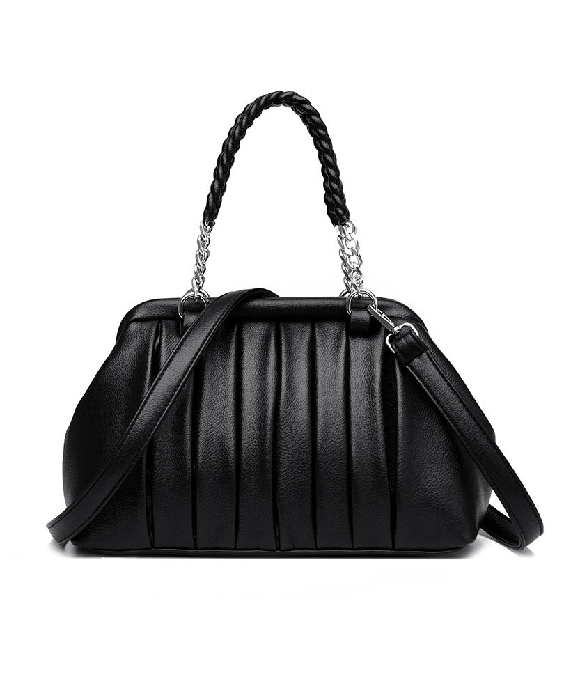 Wrinkled Durable Calf Tote Boutique Schwarze Ledertasche