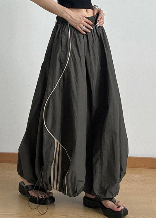 伸縮性のあるカジュアルスカート アーミーライン A 夏 ウエスト ドローストリング グリーン