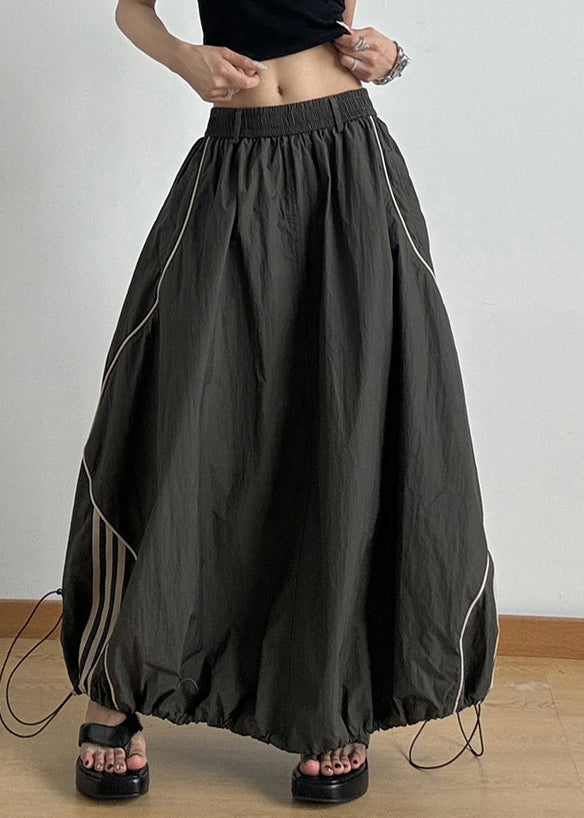 伸縮性のあるカジュアルスカート アーミーライン A 夏 ウエスト ドローストリング グリーン