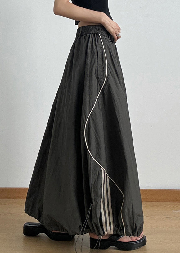 伸縮性のあるカジュアルスカート アーミーライン A 夏 ウエスト ドローストリング グリーン