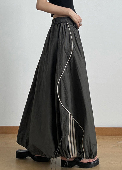 伸縮性のあるカジュアルスカート アーミーライン A 夏 ウエスト ドローストリング グリーン