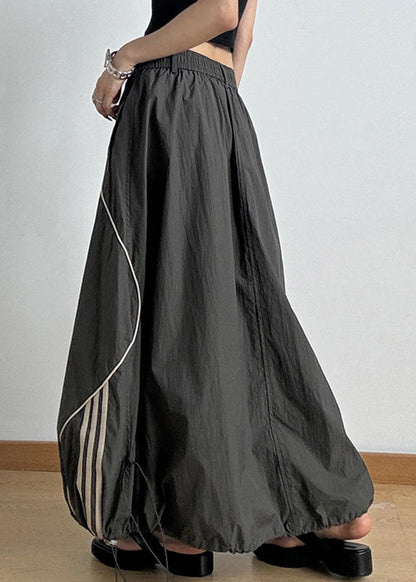 伸縮性のあるカジュアルスカート アーミーライン A 夏 ウエスト ドローストリング グリーン