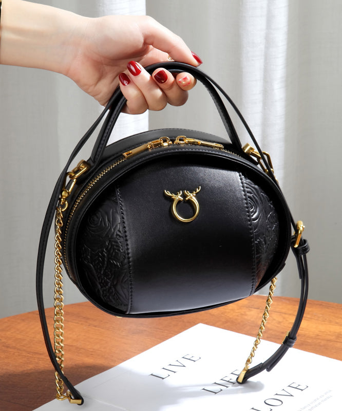 ラウンド型多用途カジュアルブラウンレザーバッグカーフ