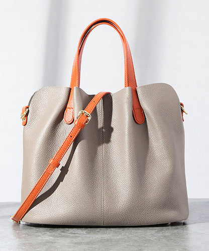 Robuste, vielseitige, edle Tragetasche aus Kalbsleder in Grau