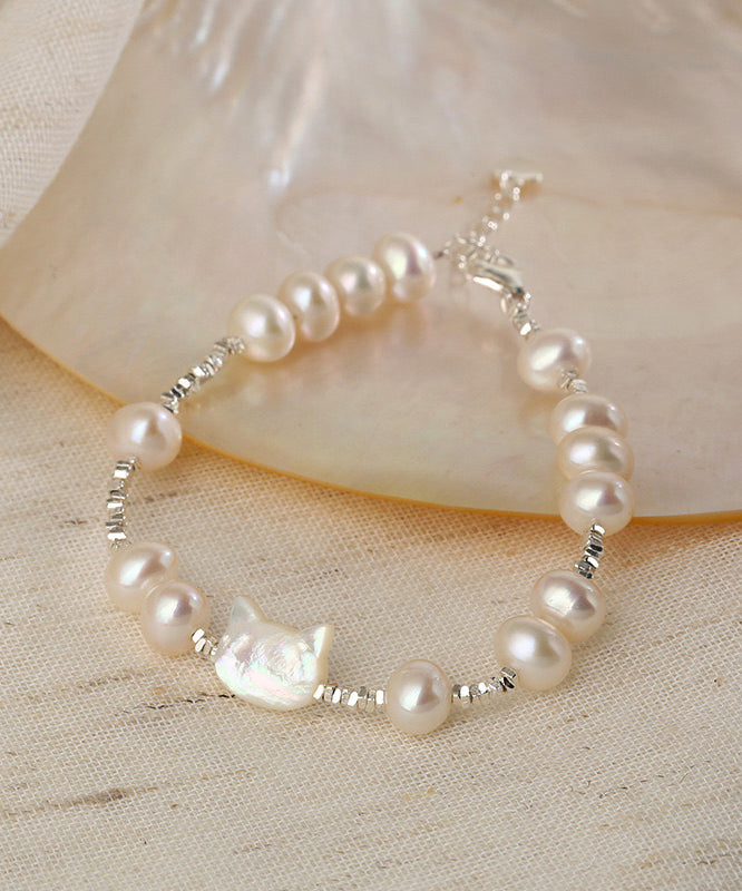 Kleine silberne weiße zerkleinerte Katzen DIY Sterling Armband Perle
