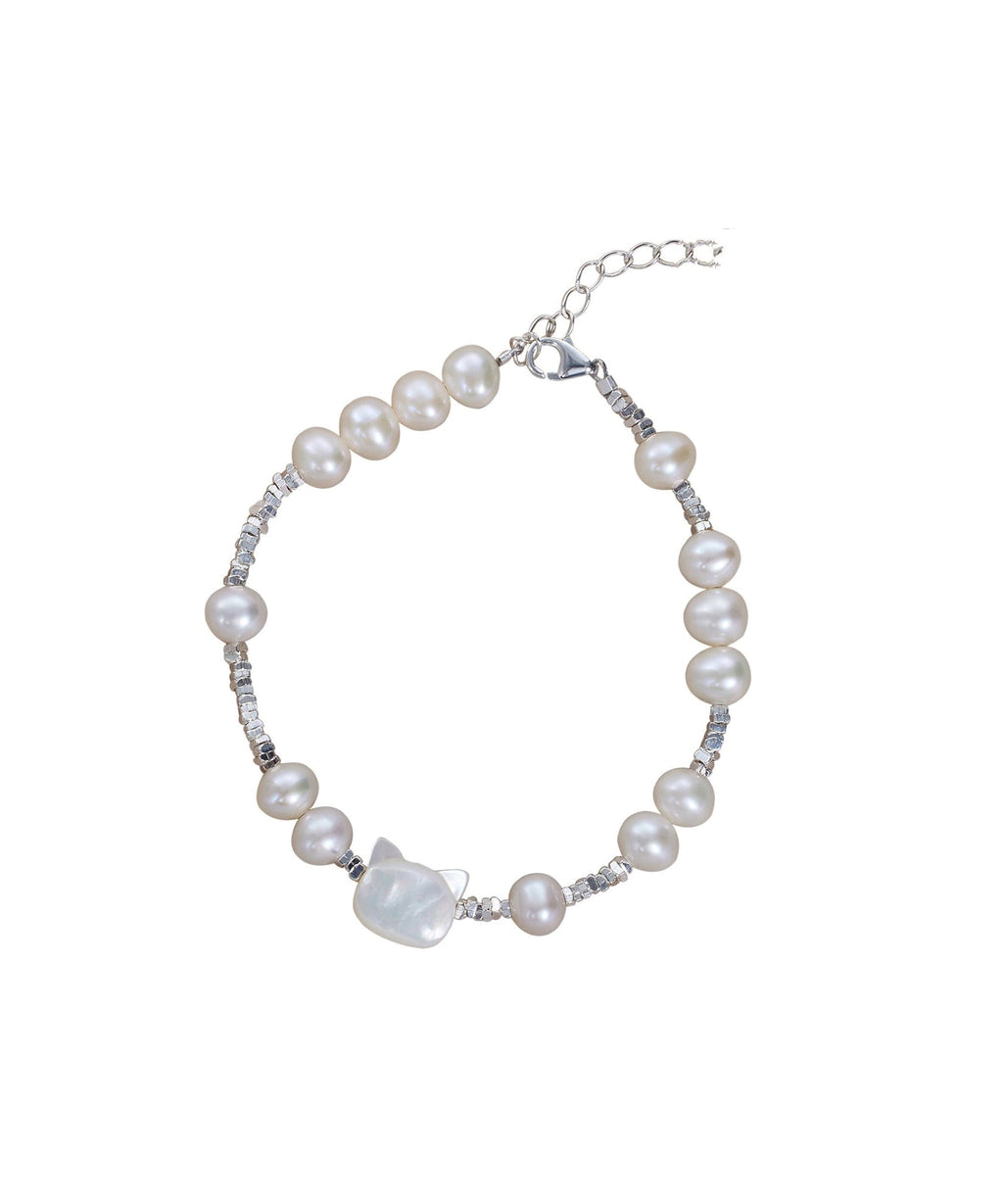 Kleine silberne weiße zerkleinerte Katzen DIY Sterling Armband Perle
