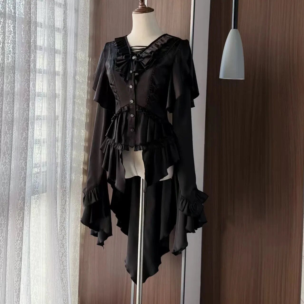 Gothic Ouji Lolita Long Sleeves Irregular Cascading Hemline Prince Shirt