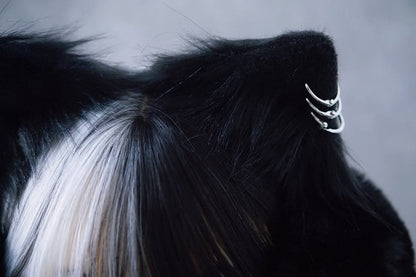 Ears Faux Chain Earmuffs Black Decorative Cat Fur Handmade