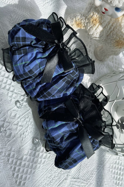 Plaid Blue Idol Lolita Fashion Puff Sleeves