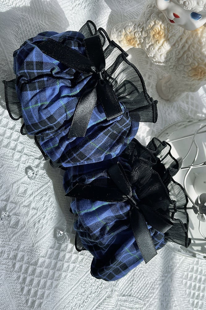 Lolita Puff Plaid Idol Fashion Sleeves Blue