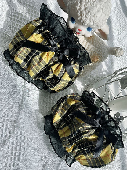 Lolita Puff Plaid Idol Fashion Sleeves Blue