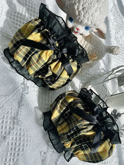 Plaid Blue Idol Lolita Fashion Puff Sleeves