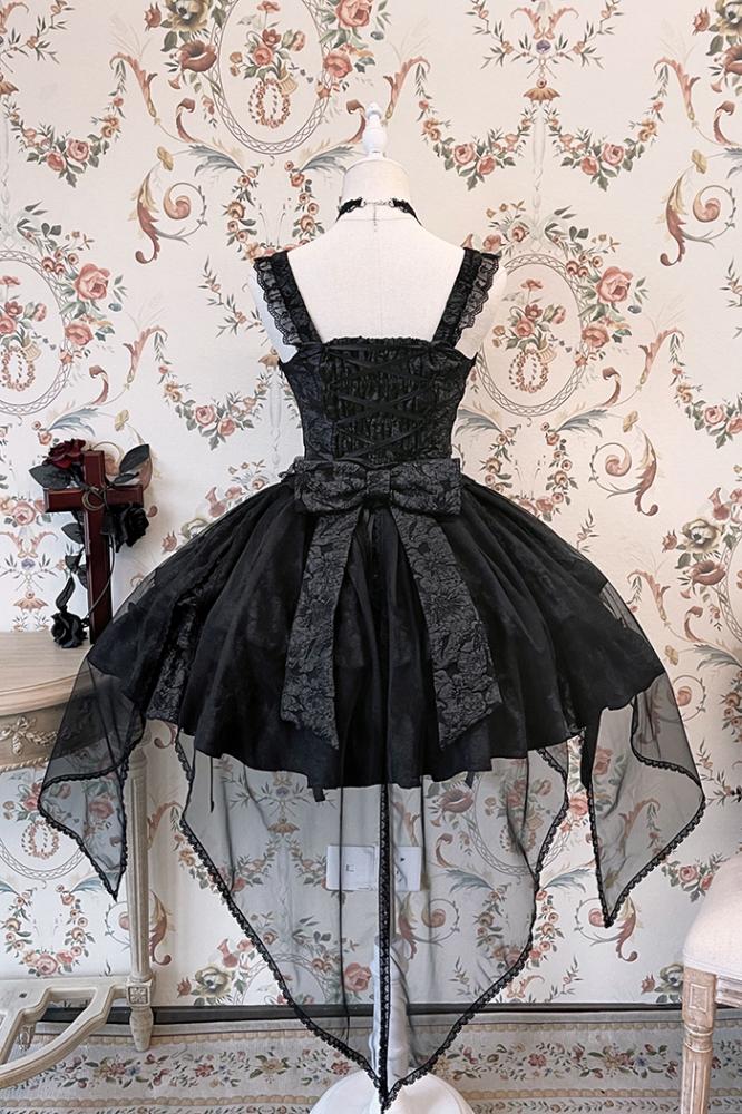 Waist 59-76CM Clearance-Size Lolita Bleeding Black S Rose for Skirt Gothic