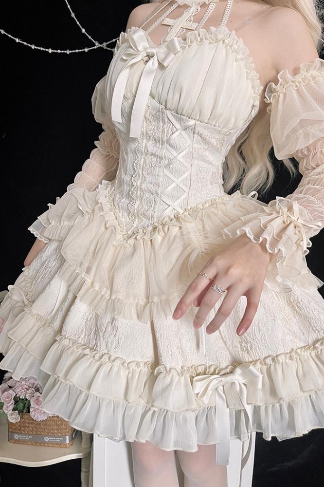 Cross Belle Rosa Neckholder-Korsettkleid Balletcore Lolita JSK