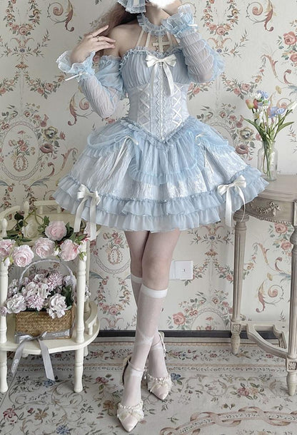 Cross Belle Rosa Neckholder-Korsettkleid Balletcore Lolita JSK