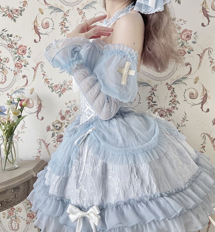 Cross Belle Blaues Lolita-Korsettkleid mit Neckholder-Ballettkern JSK