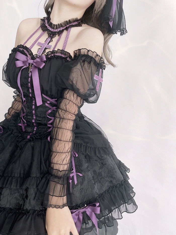 Cross Belle Rosa Neckholder-Korsettkleid Balletcore Lolita JSK