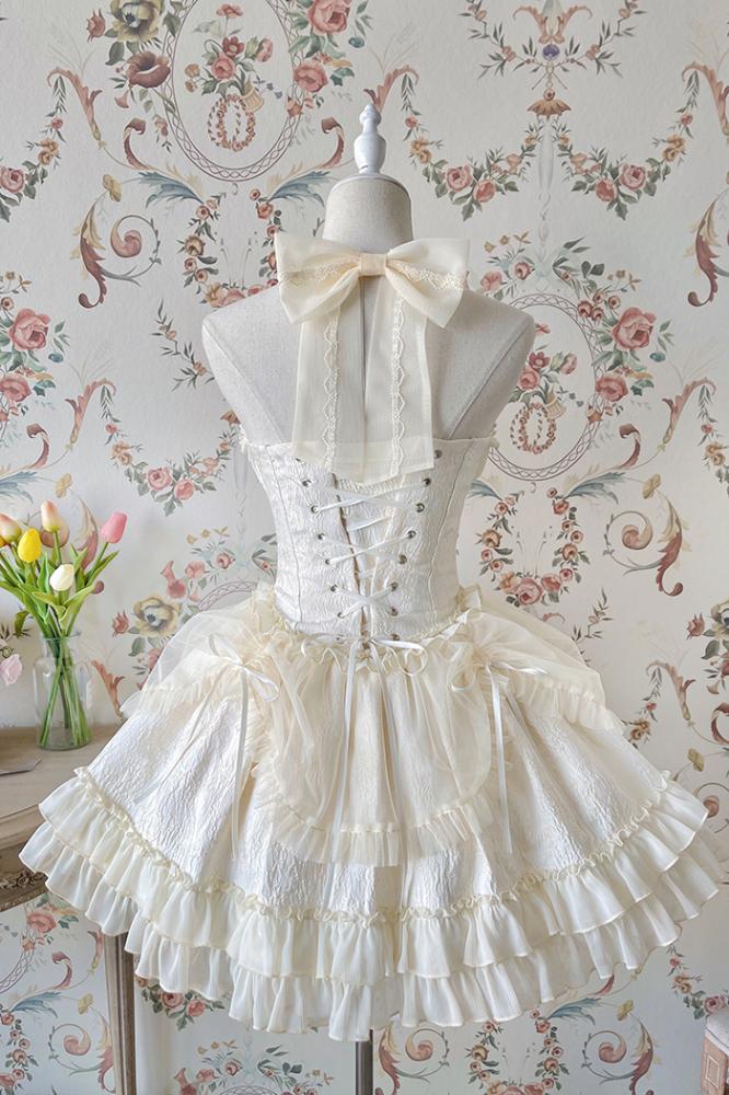 Cross Belle Rosa Neckholder-Korsettkleid Balletcore Lolita JSK