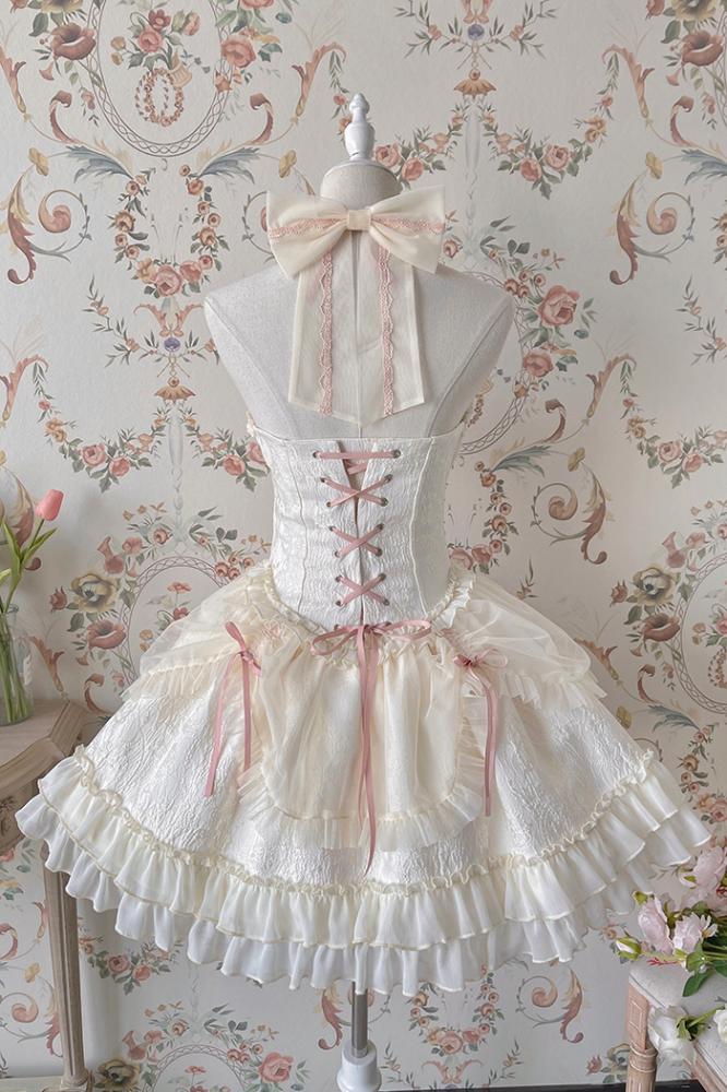 Cross Belle Rosa Neckholder-Korsettkleid Balletcore Lolita JSK