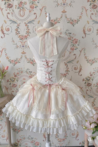 Cross Belle Rosa Neckholder-Korsettkleid Balletcore Lolita JSK