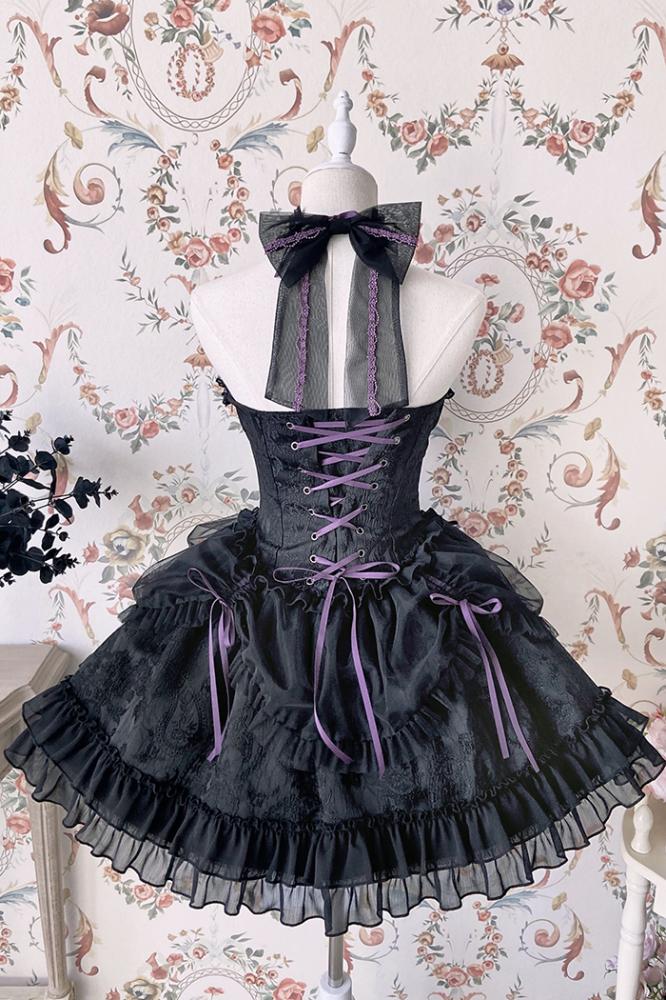 Cross Belle Rosa Neckholder-Korsettkleid Balletcore Lolita JSK