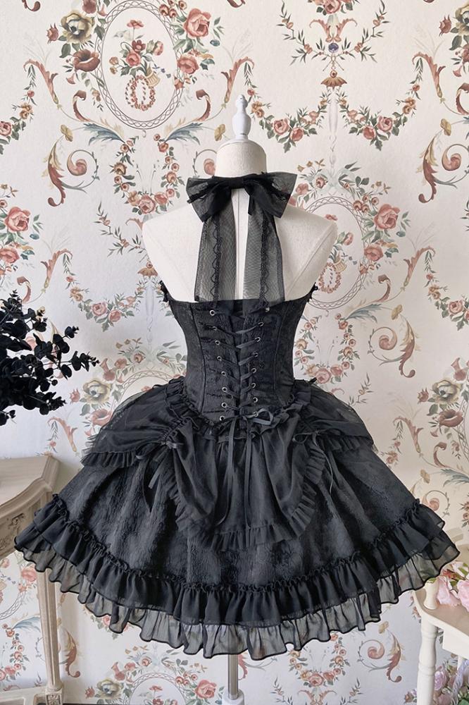 Cross Belle Rosa Neckholder-Korsettkleid Balletcore Lolita JSK
