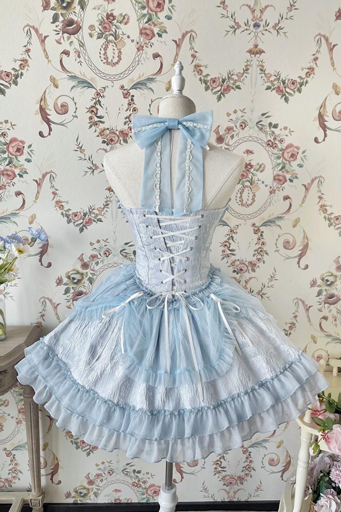 Cross Belle Rosa Neckholder-Korsettkleid Balletcore Lolita JSK
