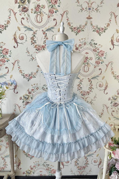 Cross Belle Rosa Neckholder-Korsettkleid Balletcore Lolita JSK
