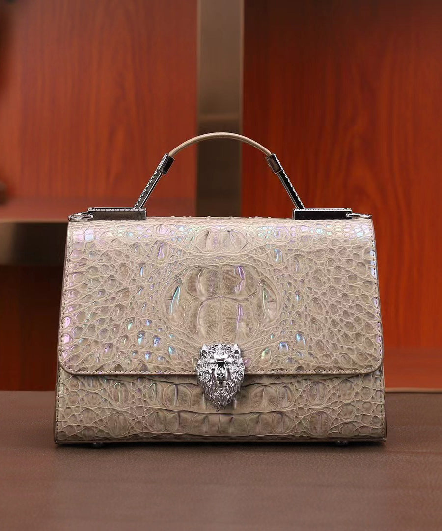 エレガントなカーフパープルエンボスレザーミニバッグ