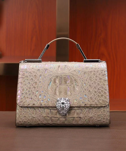 エレガントなカーフパープルエンボスレザーミニバッグ