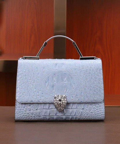 エレガントなカーフパープルエンボスレザーミニバッグ