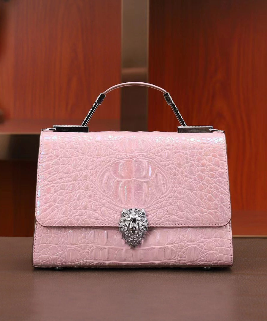 エレガントなカーフパープルエンボスレザーミニバッグ