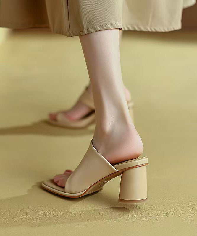 Spleißen Schaffell Elegante Grüne Slide Heel Sandalen Chunky